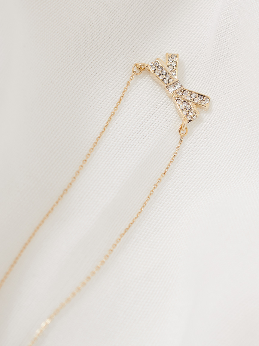 ビジューリボンネックレス