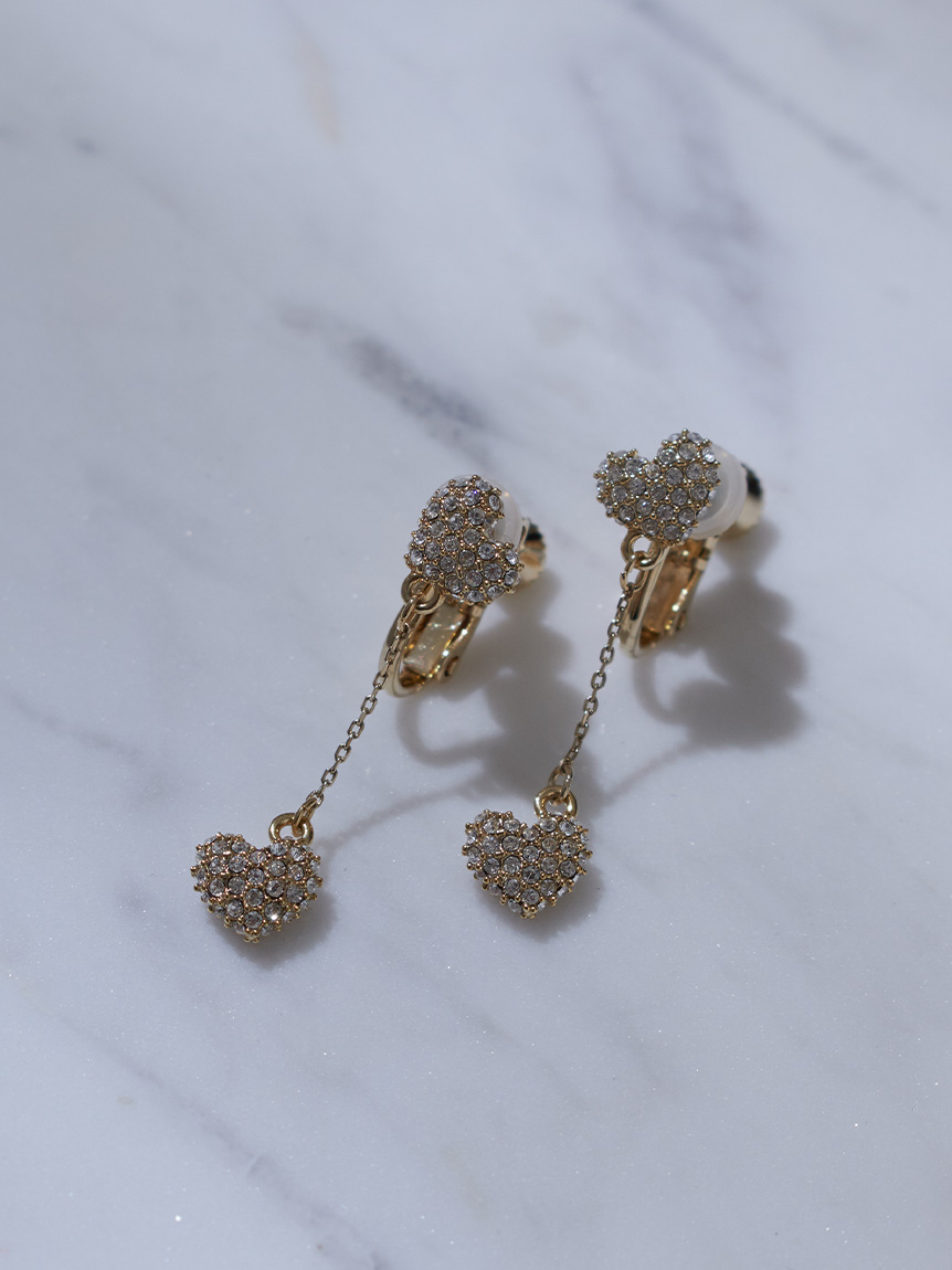 ハートパヴェビジューイヤリング(ピアス・イヤリング)｜ACCESSORIES