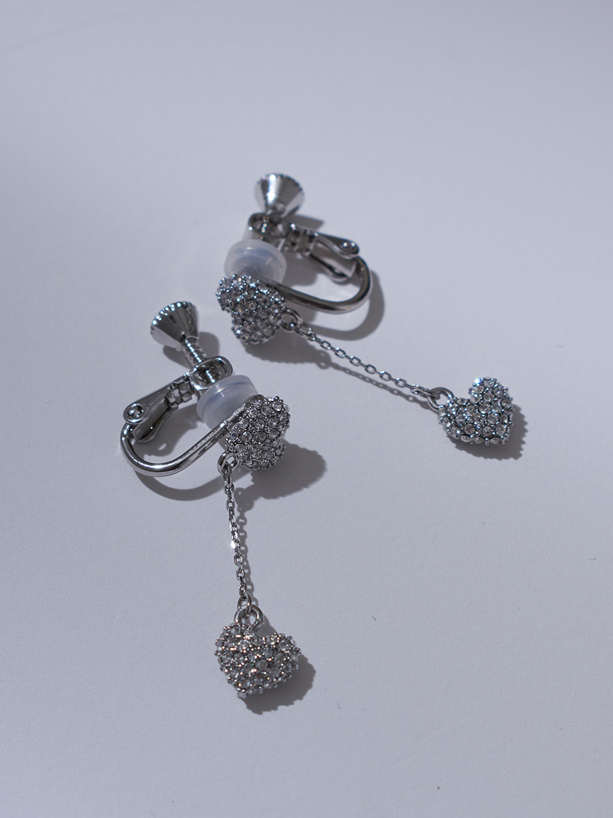 ハートパヴェビジューイヤリング(ピアス・イヤリング)｜ACCESSORIES