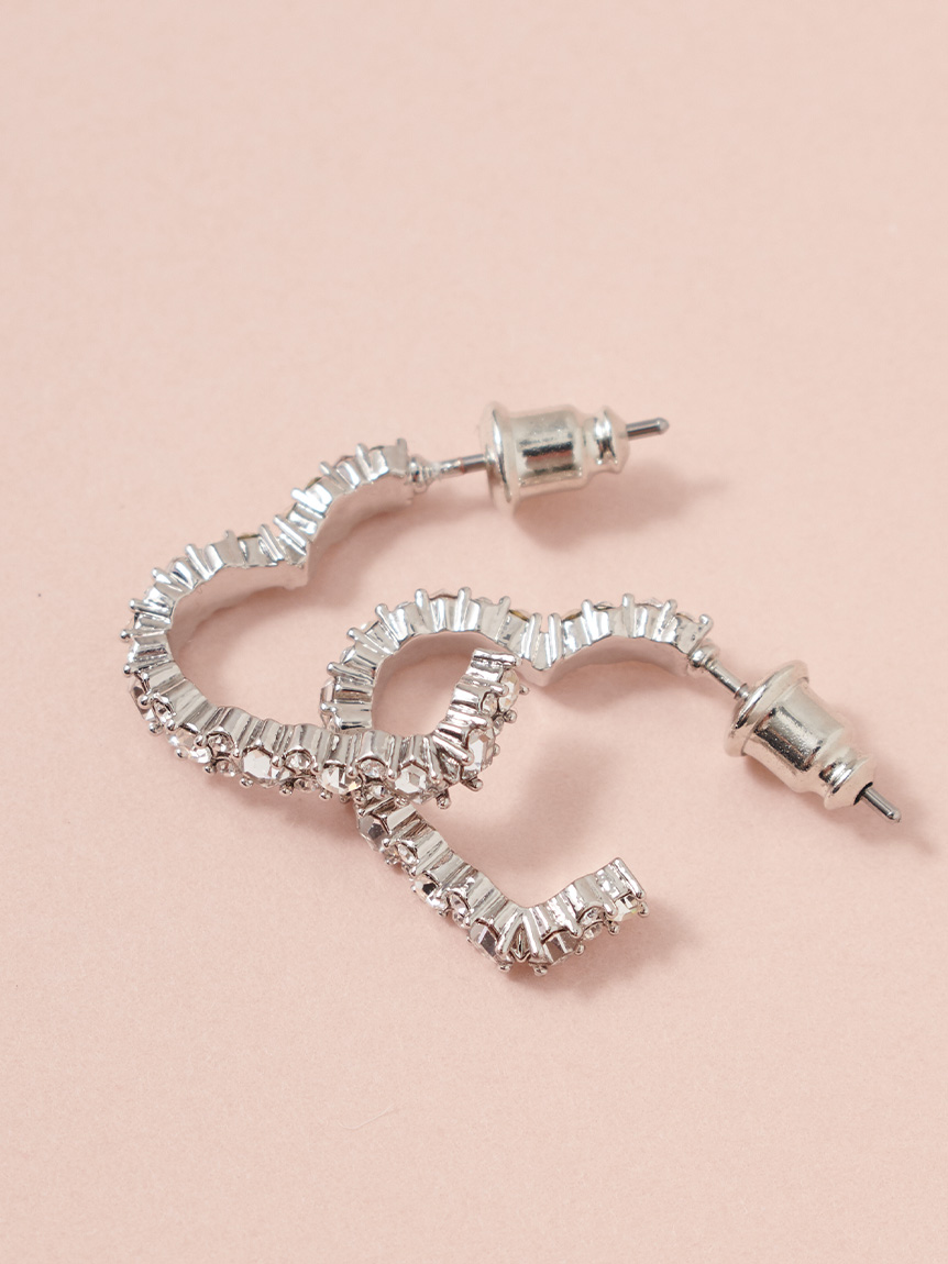 ハートビジューフープピアス