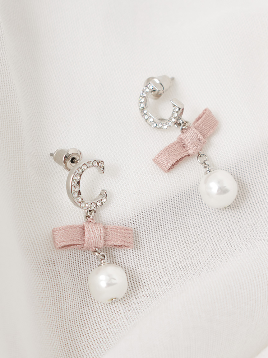 Cロゴガラスパールリボンピアス(ピアス・イヤリング)｜ACCESSORIES