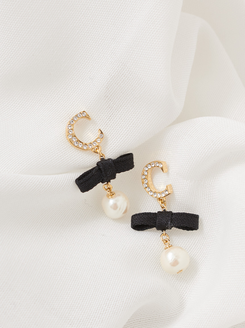Cロゴガラスパールリボンピアス(ピアス・イヤリング)｜ACCESSORIES