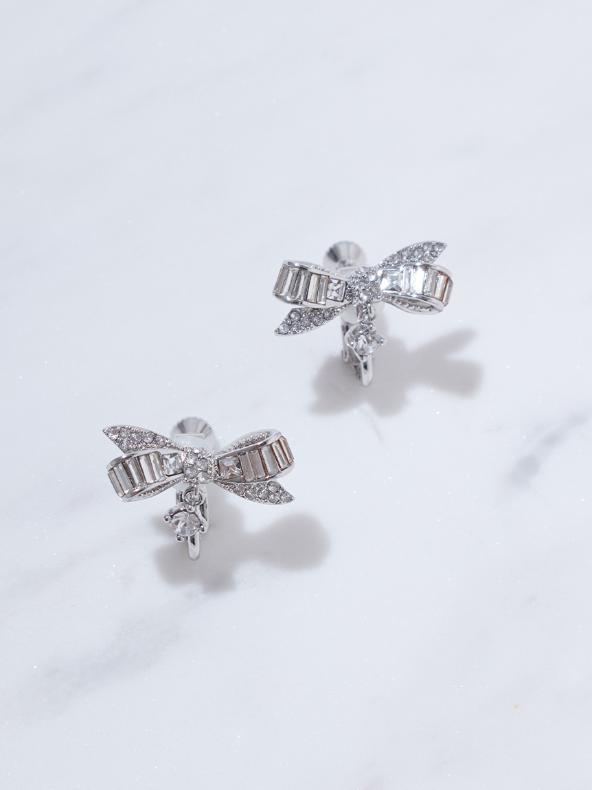 シャボンイヤリング スイングビジューリボンイヤリング(ピアス・イヤリング)｜ACCESSORIES