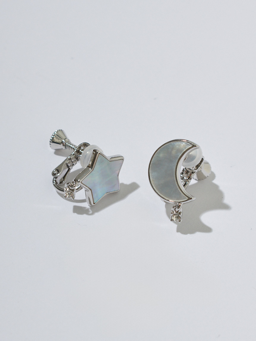 ムーン＆スター白蝶貝イヤリング(ピアス・イヤリング)｜ACCESSORIES
