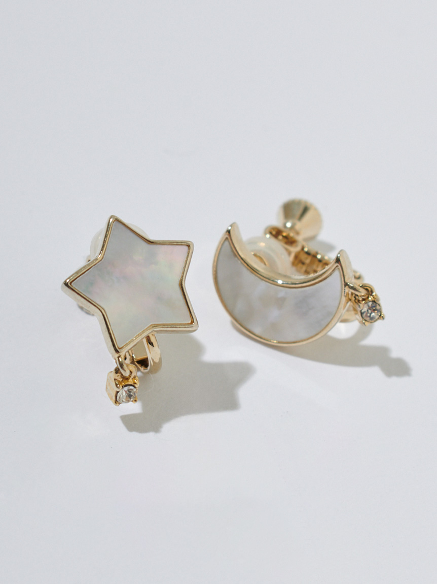 ムーン＆スター白蝶貝イヤリング(ピアス・イヤリング)｜ACCESSORY