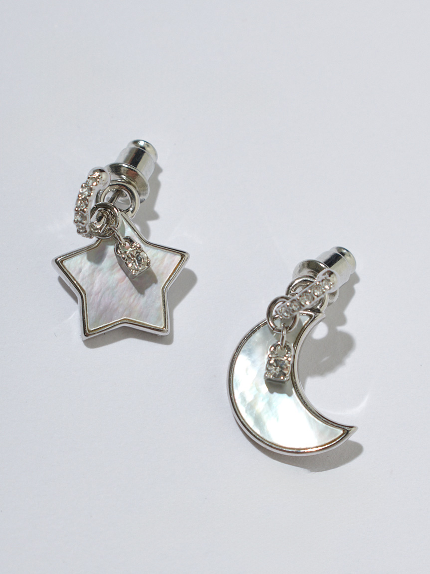 ムーン＆スター白蝶貝スイングピアス(ピアス)｜ACCESSORIES