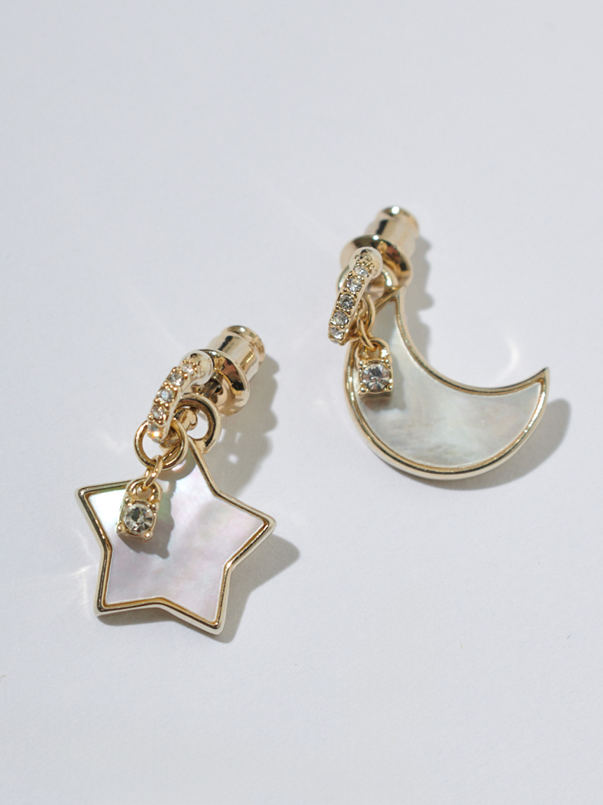 ムーン＆スター白蝶貝スイングピアス(ピアス)｜ACCESSORIES