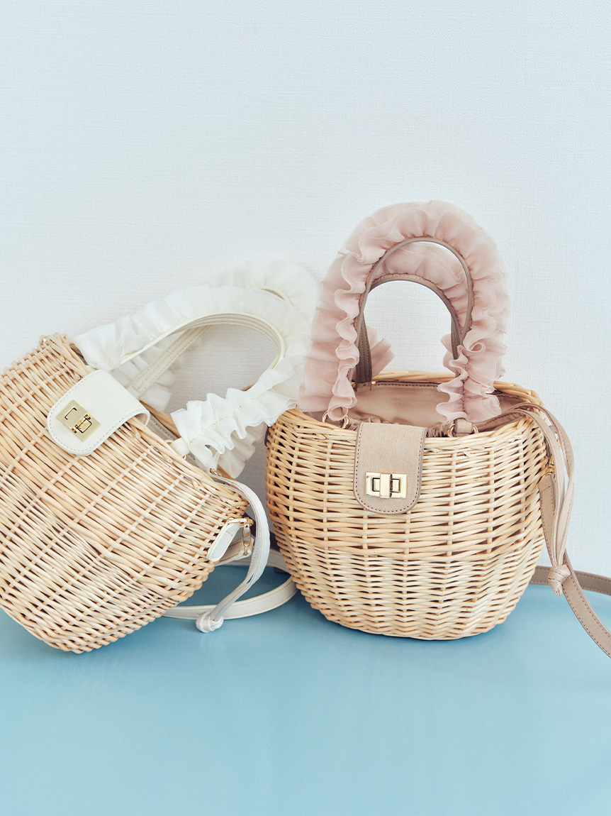 フリルチュールハンドルカゴバッグ