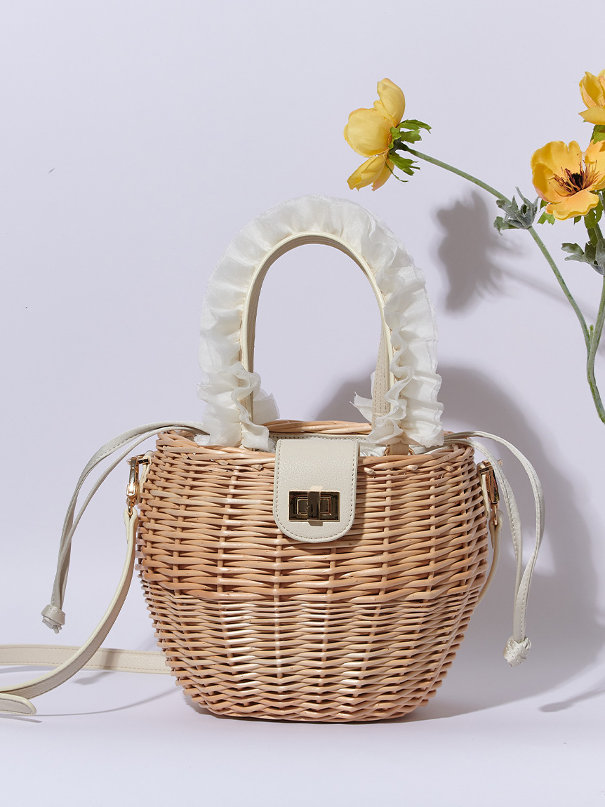 フリルチュールハンドルカゴバッグ(ハンドバッグ)｜BAGS（バッグ