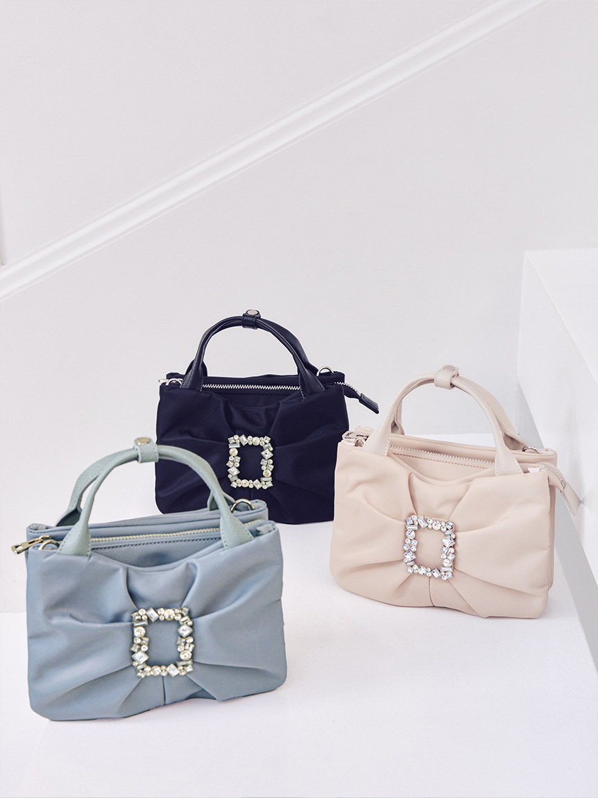 ビジュー付きリボンショルダーバッグ(ハンドバッグ)｜BAGS（バッグ