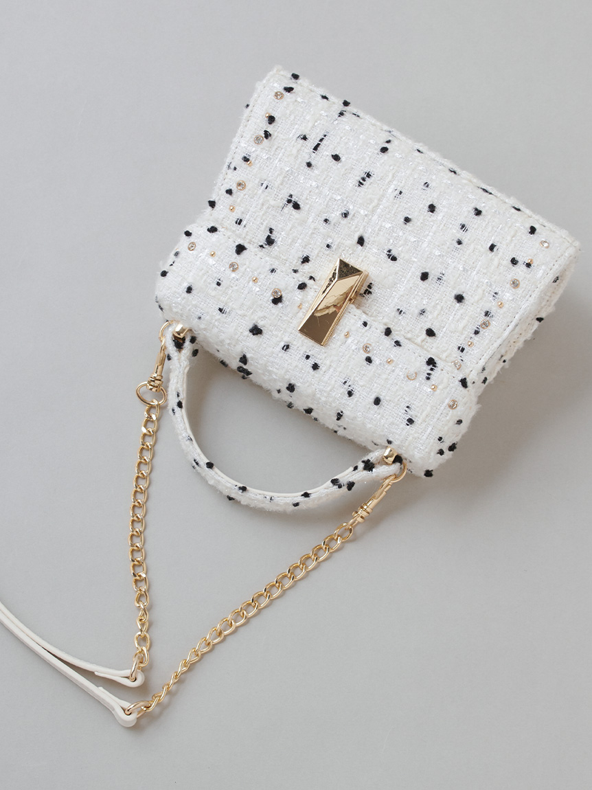リュタン】ビジュースタッズツイードポシェット(ハンドバッグ)｜BAGS