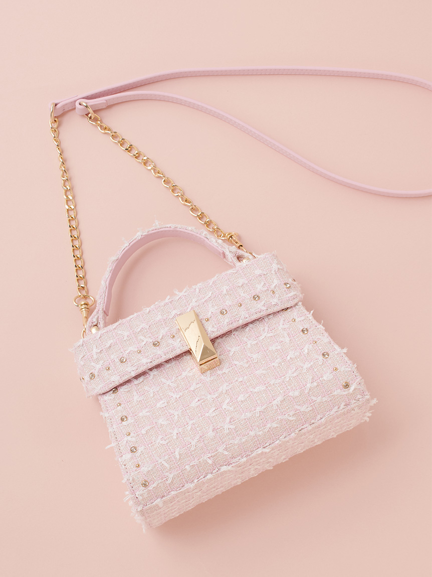リュタン】ビジュースタッズツイードポシェット(ハンドバッグ)｜BAGS