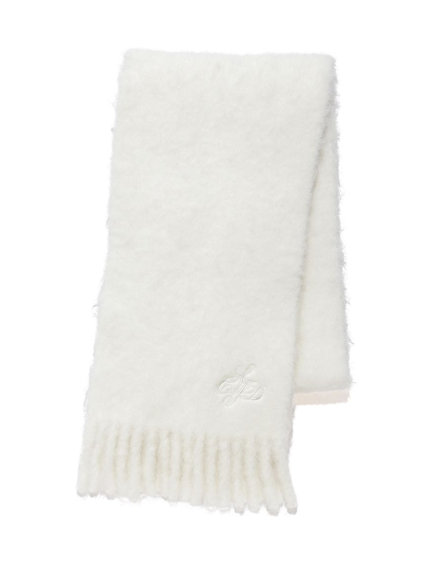 カリグラフィーロゴ刺繍ポイントシャギーストール(ショール