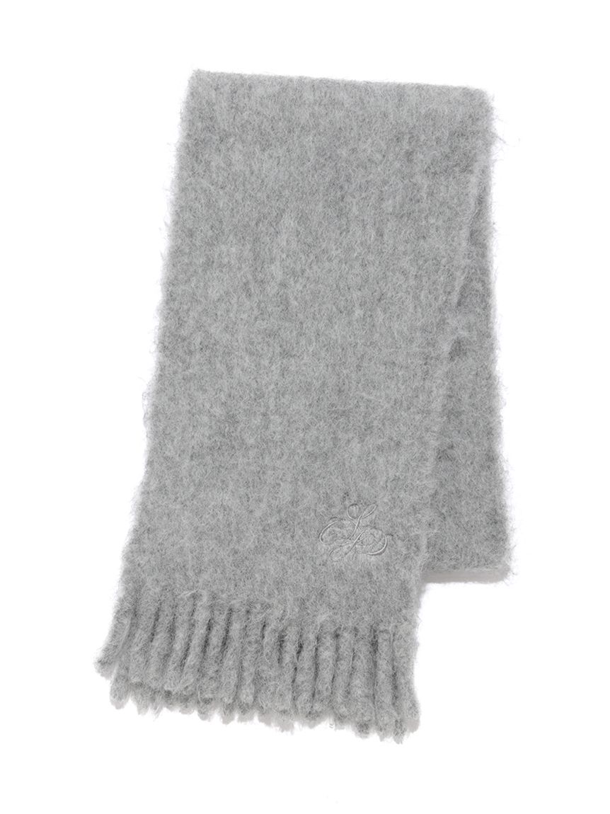 カリグラフィーロゴ刺繍ポイントシャギーストール(ショール