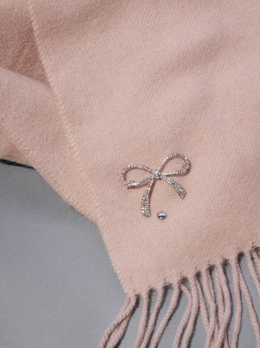 ビジューブローチ付きカシミヤ混ストール(ショール・ストール