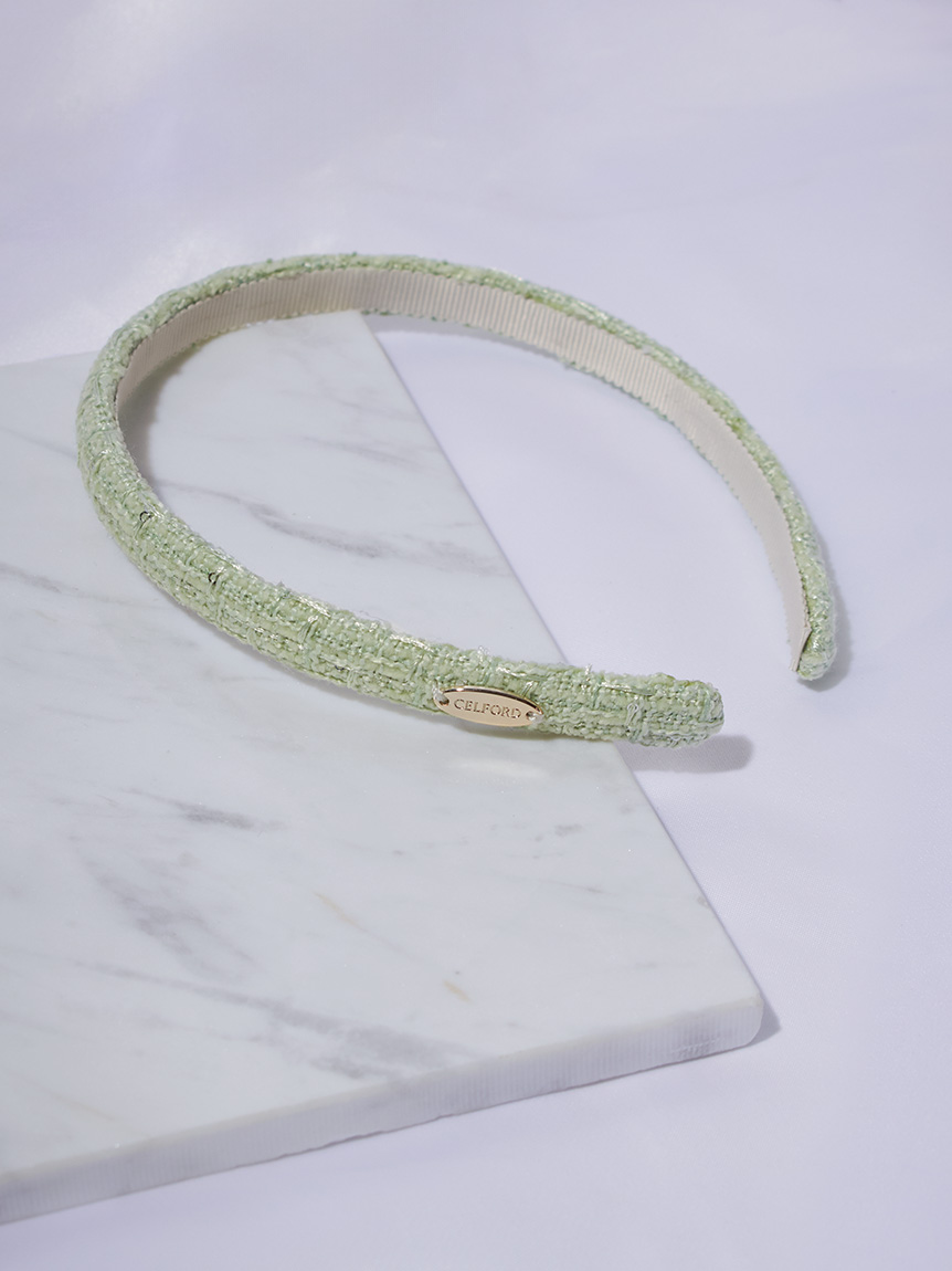 ロゴメタル付きツイードカチューシャ