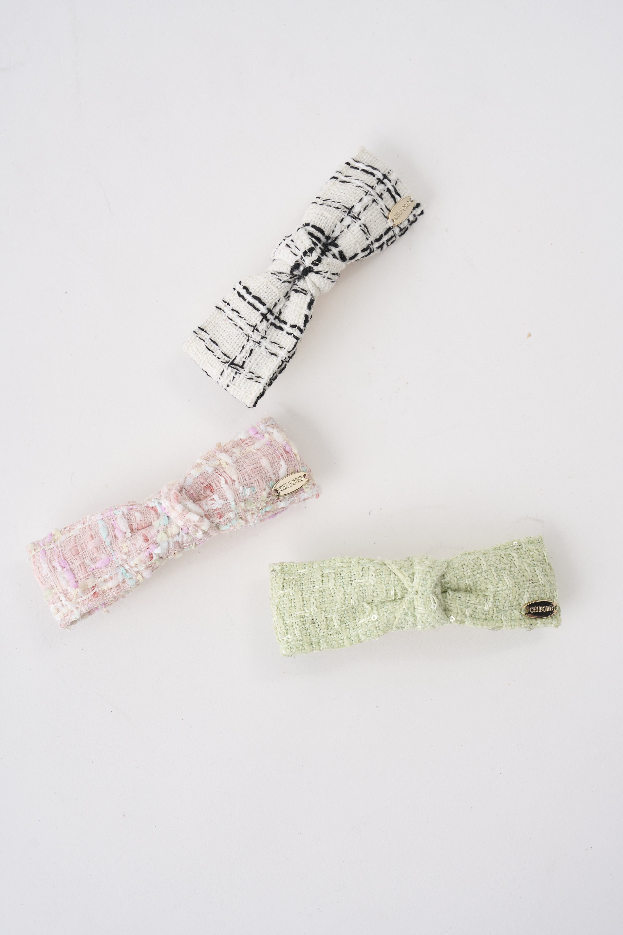 ロゴメタル付きツイードリボンバレッタ(ヘアアクセサリー