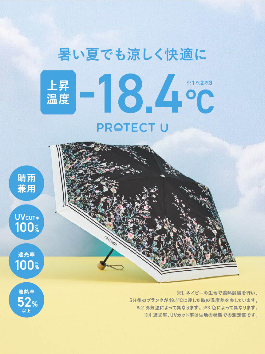 EPOCA ブルーフォックス クロップド 袖フレア デザイン◎ 軽量 本毛皮 CELFORD×PROTECT U】晴雨兼用折り畳み日傘(傘)｜FASHION GOODS