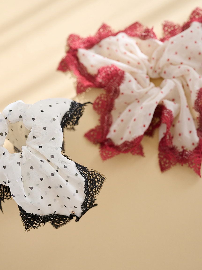 ハートプリントレースシュシュ