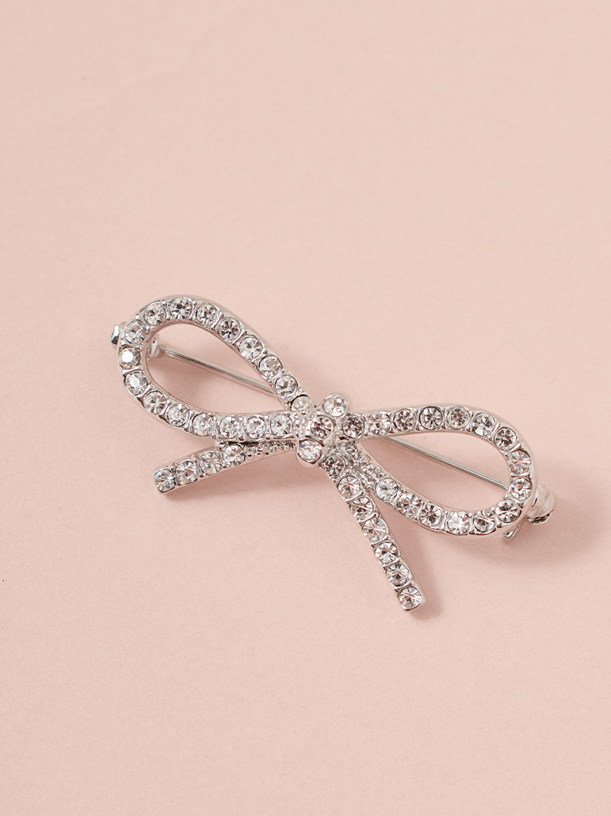 シンプリービジューリボンブローチ