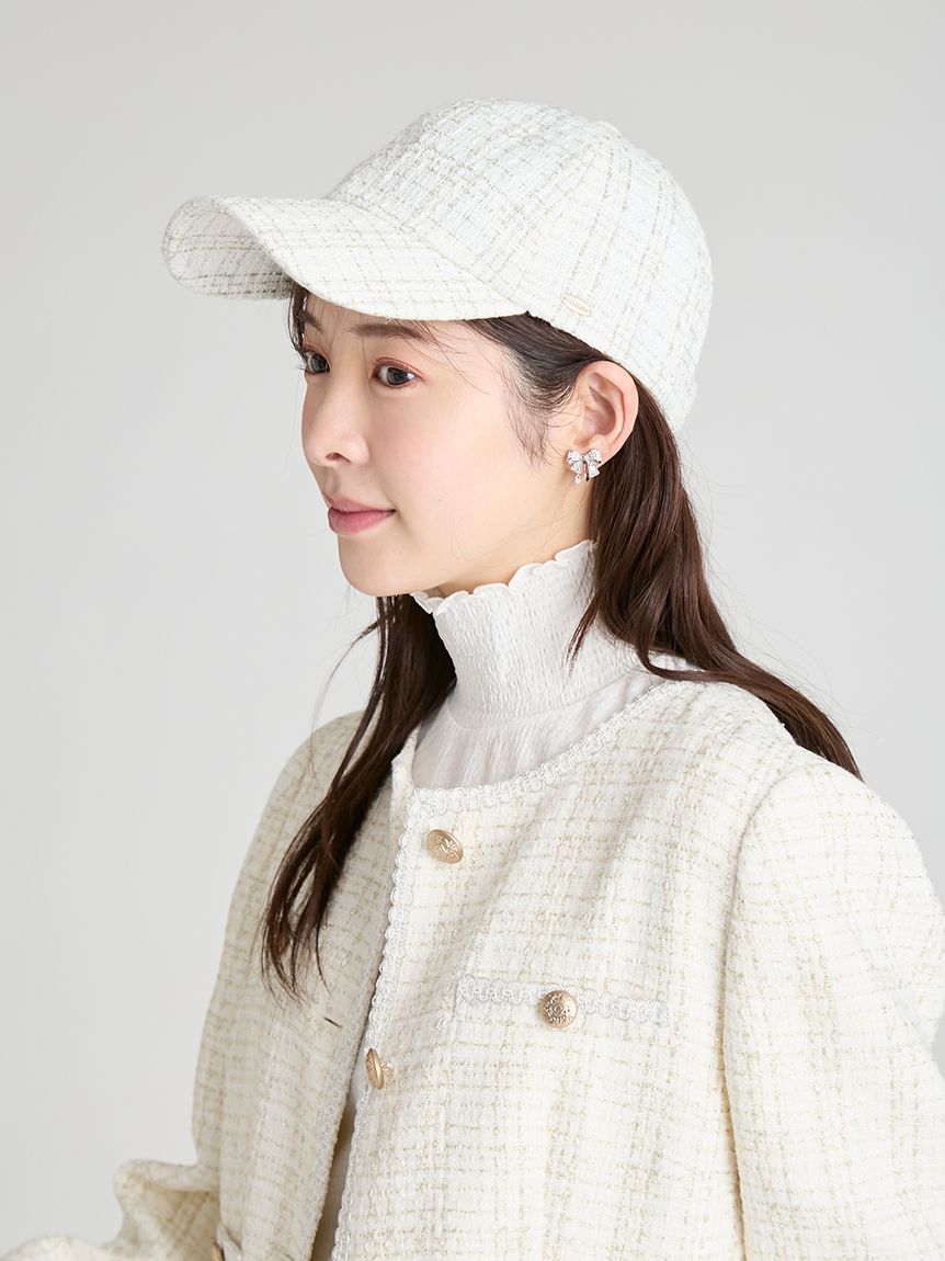 ロゴメタル付きツイードキャップ(帽子)｜FASHION GOODS（ファッション