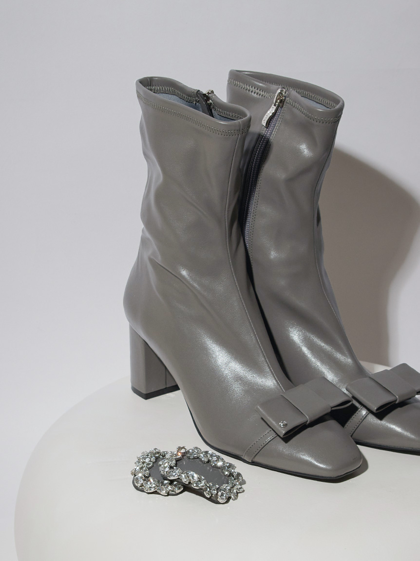 Rubfit Re.Fresh 2点セット ビジュー＆リボンクリップ付きストレッチブーツ(ブーツ)｜SHOES