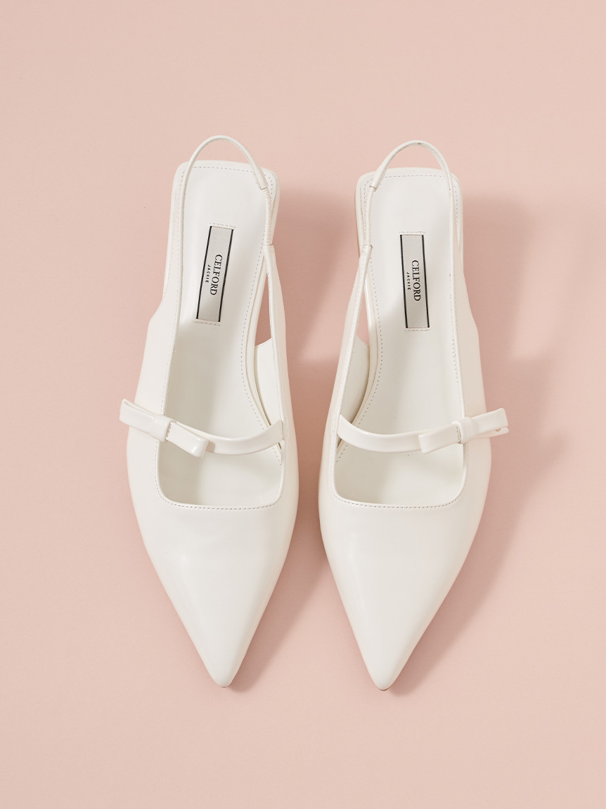 リボンディテールバックストラップミュール(パンプス)｜SHOES