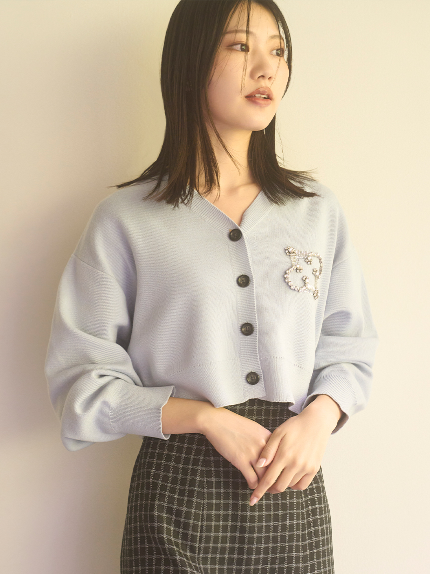 ビジューロゴカーディガン(カーディガン)｜TOPS（トップス
