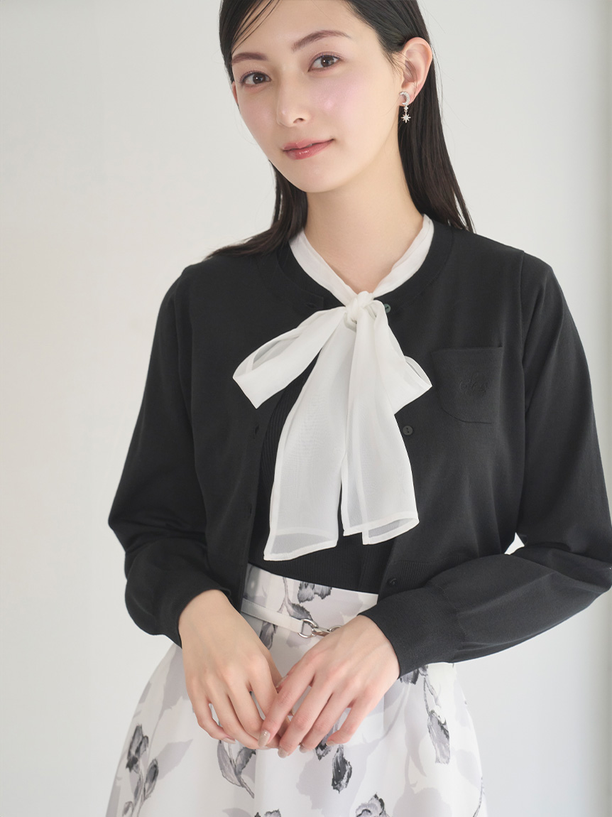 カリグラフィーポケット刺繍カーディガン(カーディガン)｜TOPS