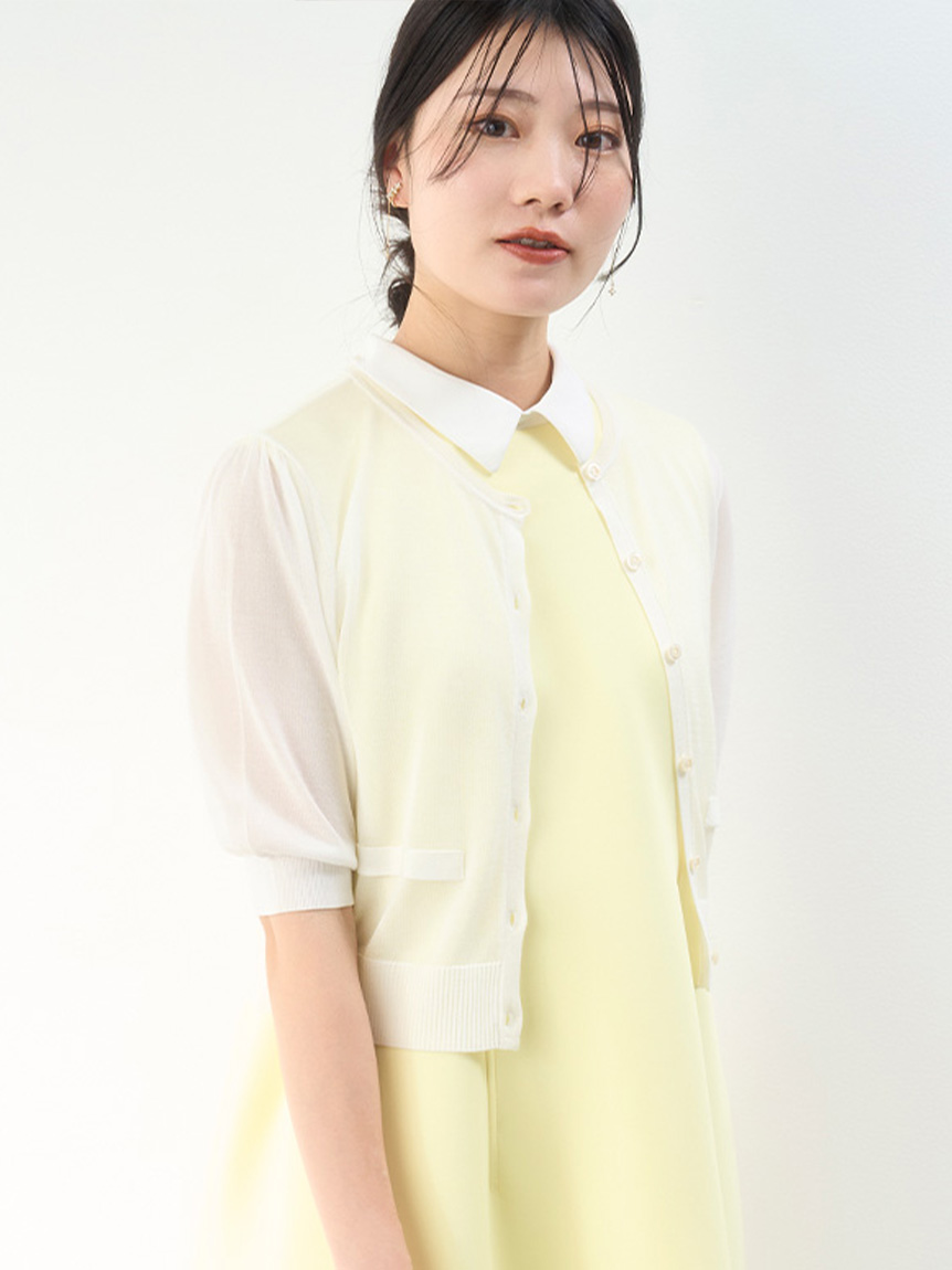 ハーフスリーブシアーカーディガン(カーディガン)|TOPS ハーフスリーブシアーカーディガン(カーディガン)|TOPS
