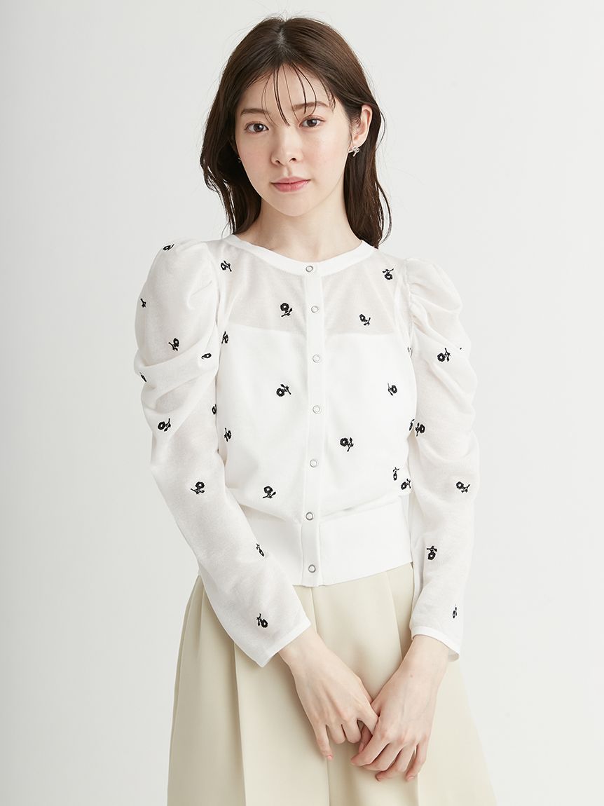 限定カラーあり】フラワーエンブロイダリーカーディガン