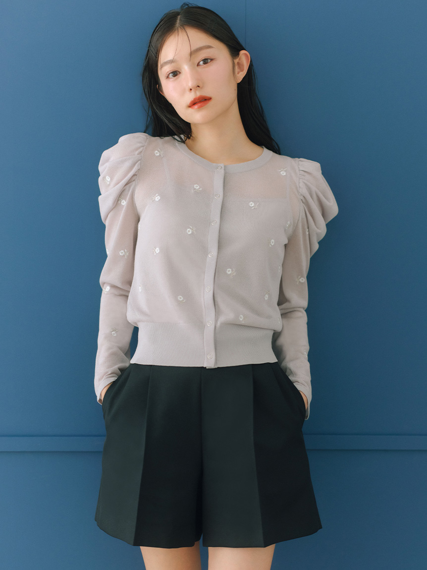 フラワーエンブロイダリーカーディガン(カーディガン)｜TOPS