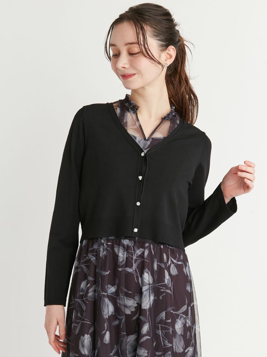 ビジュー釦Vネックカーディガン(カーディガン)|TOPS(トップス ビジュー釦Vネックカーディガン(カーディガン)|TOPS(トップス