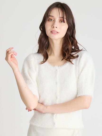 パフスリーブミニフェザーカーディガン(カーディガン)｜TOPS（トップス