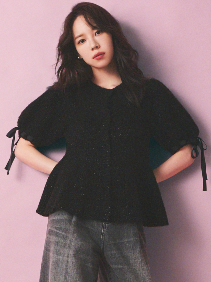 リボンディテールペプラムカーディガン(ニットプルオーバー)｜TOPS