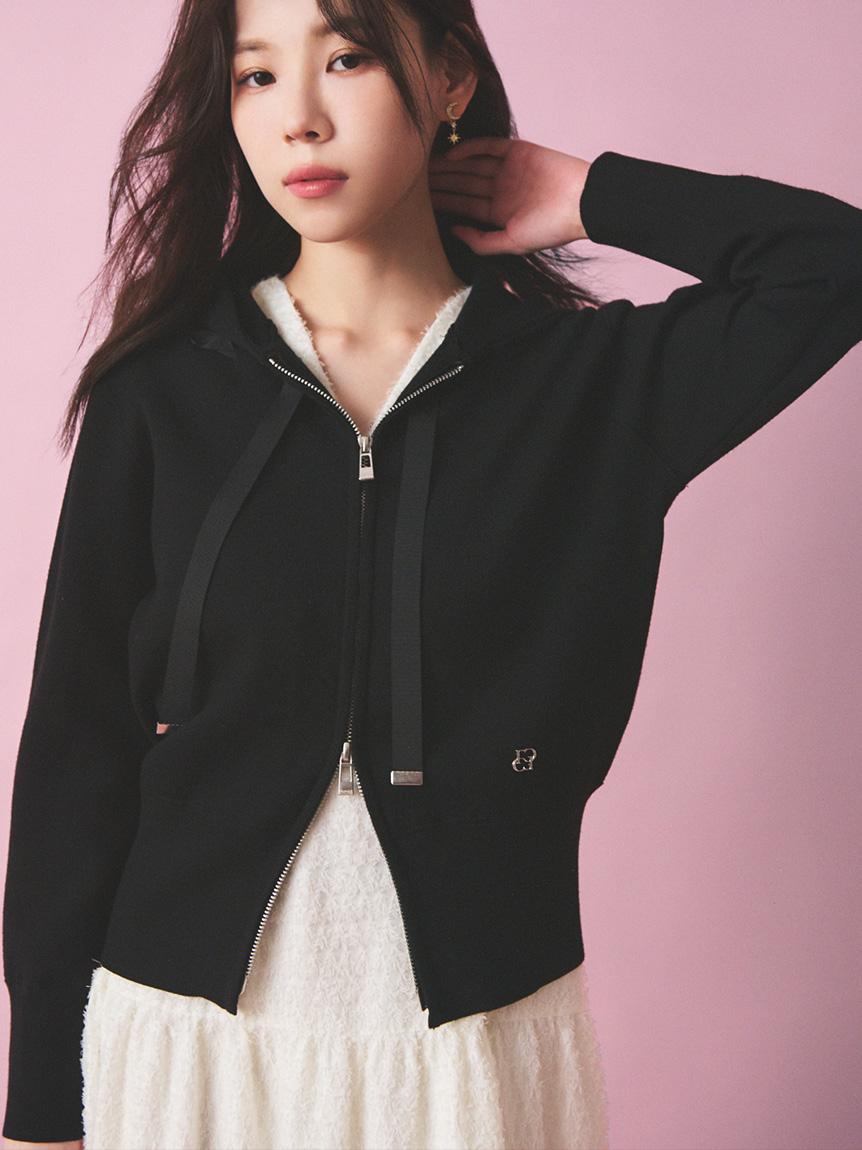 デコラティブニットフーディ(ニットプルオーバー)｜TOPS