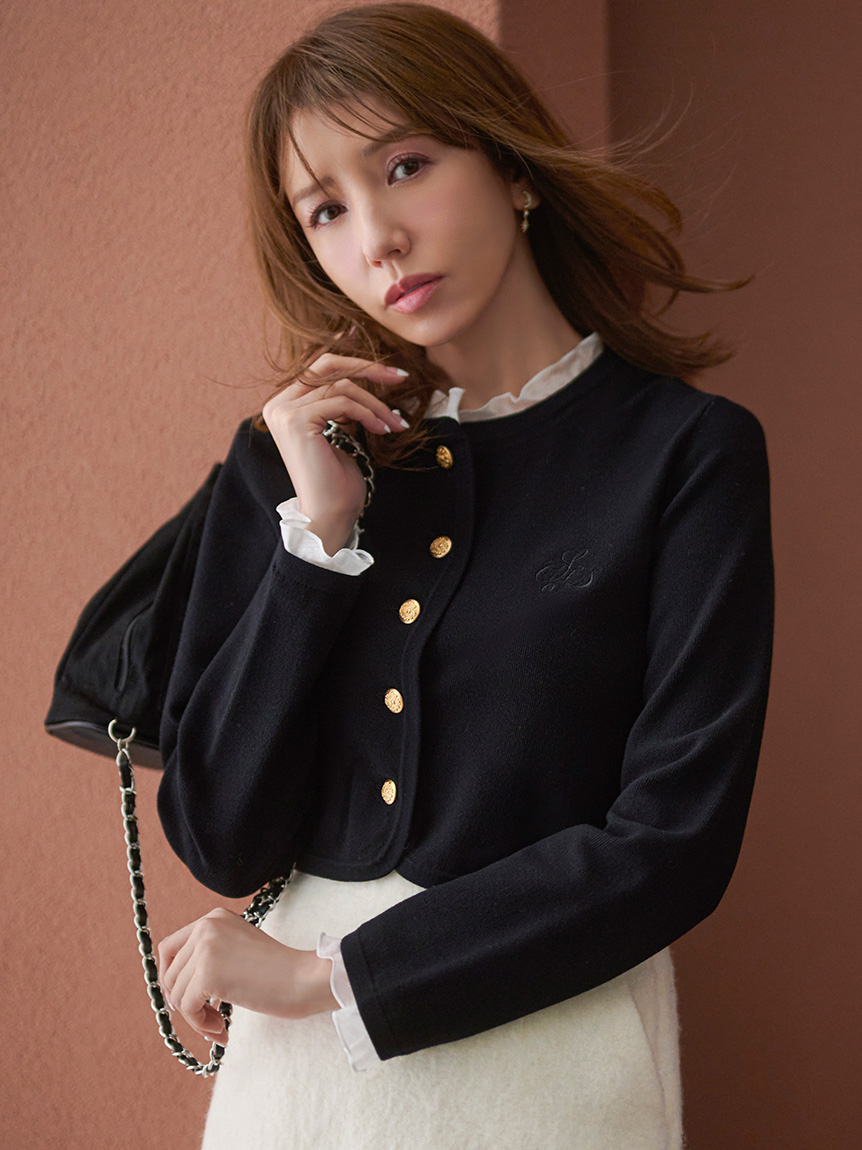 celford セルフォード フリルデタッチャブルカーディガン ネイビー NVY セルフォード CELFORD フリルデタッチャブルカーディガン （BLK