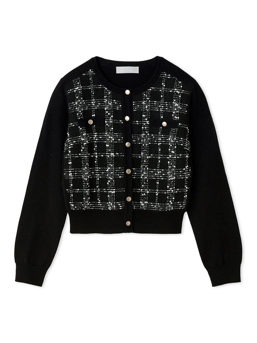 ツィードドッキングニットカーディガン(カーディガン)｜TOPS