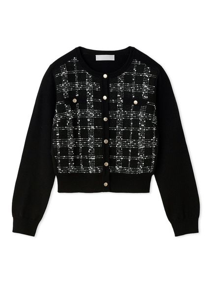 ツィードドッキングニットカーディガン(カーディガン)｜TOPS（トップス