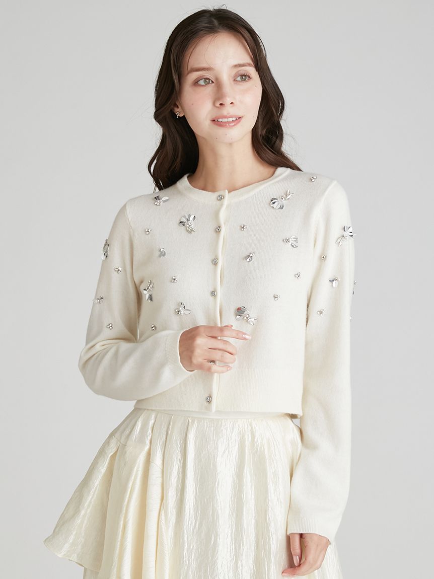 ペタルビジューカーディガン(ニットプルオーバー)｜TOPS（トップス