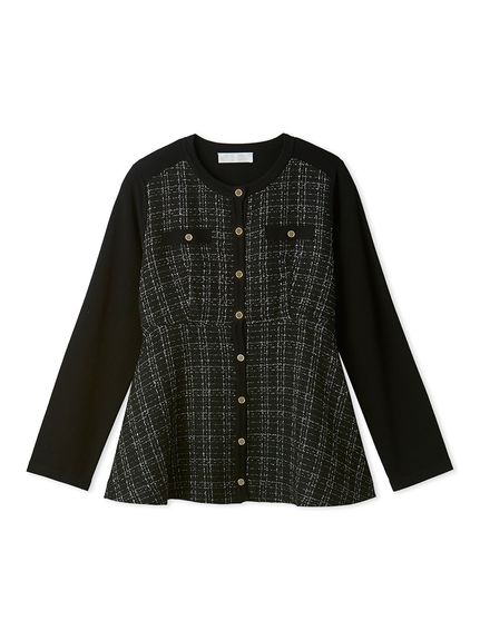 ツイードペプラムカーディガン(カーディガン)｜TOPS（トップス