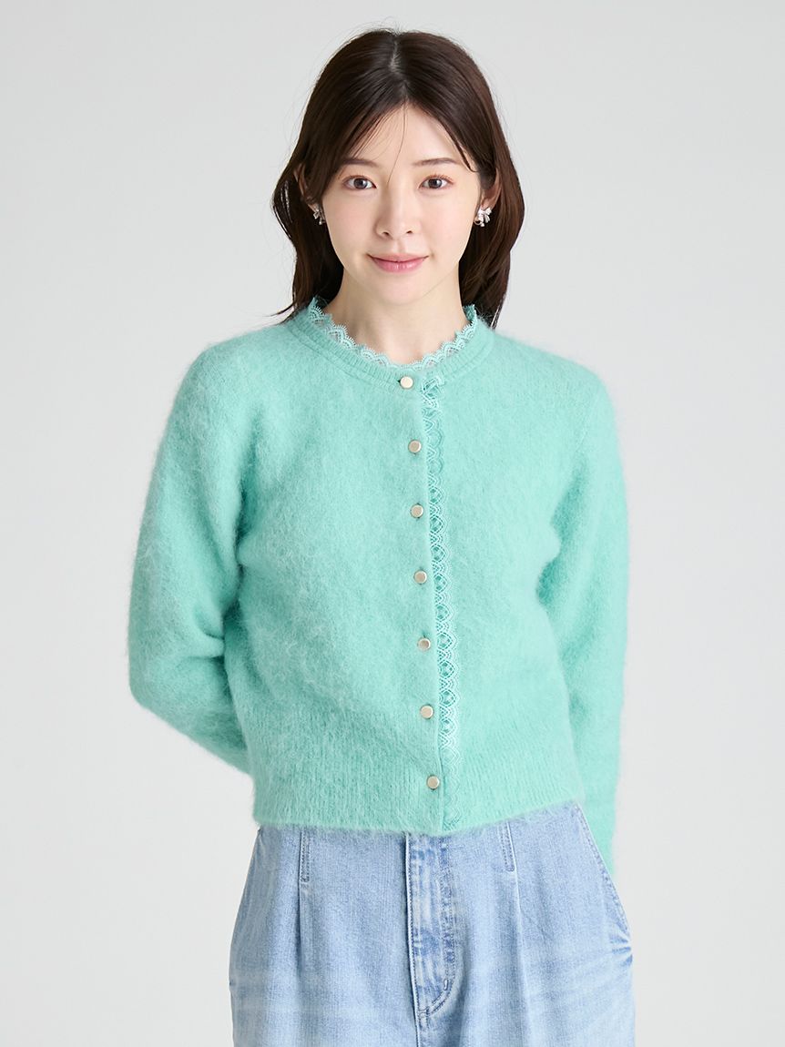 グレースコンチネンタルトリミングニットカーディガングリーン36サイズ グレースコンチネンタルトリミングニットカーディガングリーン36