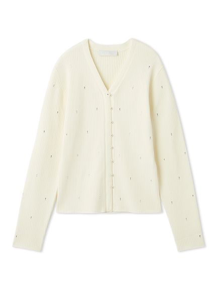 シャイニーVネックニットカーデ(カーディガン)｜TOPS（トップス