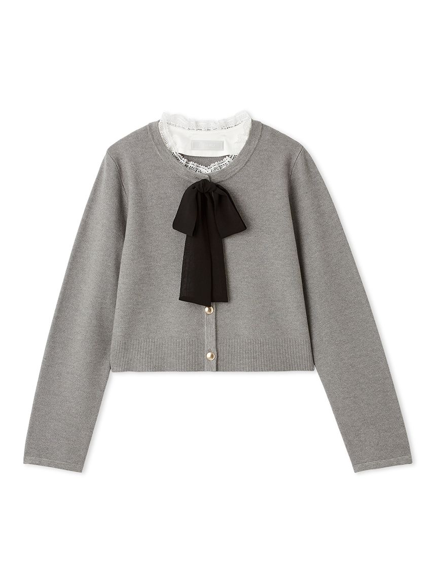 デタッチャブルリボン＆カラーカーディガン(ニットプルオーバー)｜TOPS