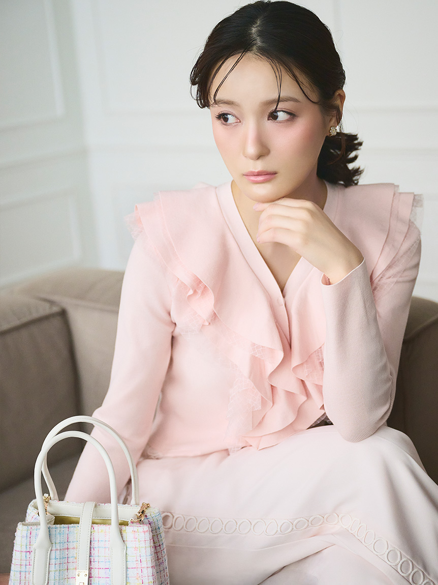 UVカット】【洗える】フリルニットカーディガン(ニットプルオーバー