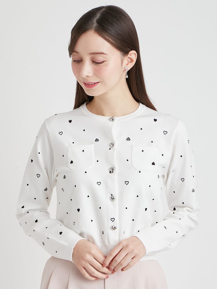 UVカット】ハート刺繍ポケットカーディガン(ニットプルオーバー)｜TOPS