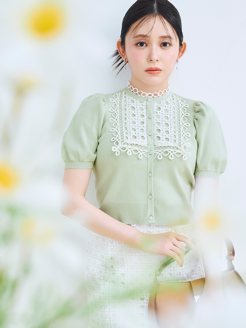 洗える】ビブヨークレースカーディガン(カーディガン)｜TOPS（トップス
