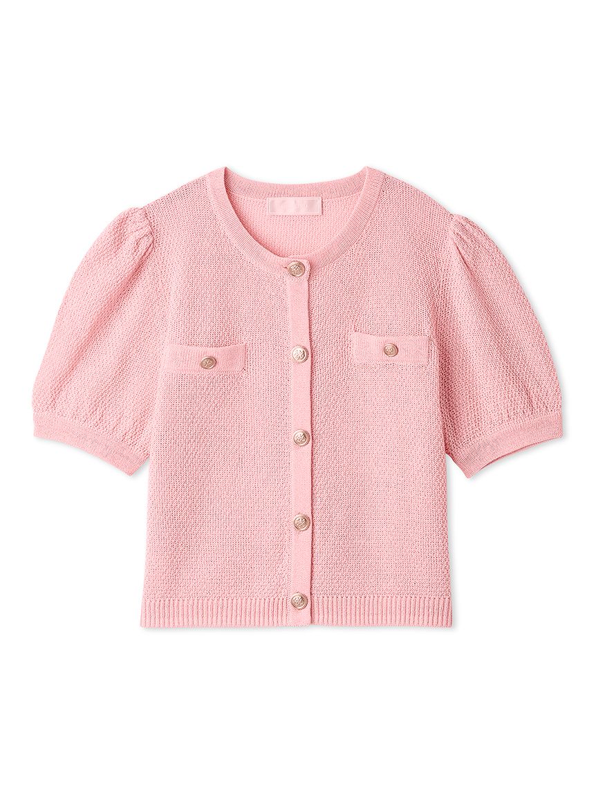 CLIFORD ピンク レースカーディガン F CELFORD×P.J. REDOUTEコラボ】 モチーフカーディガン(カーディガン