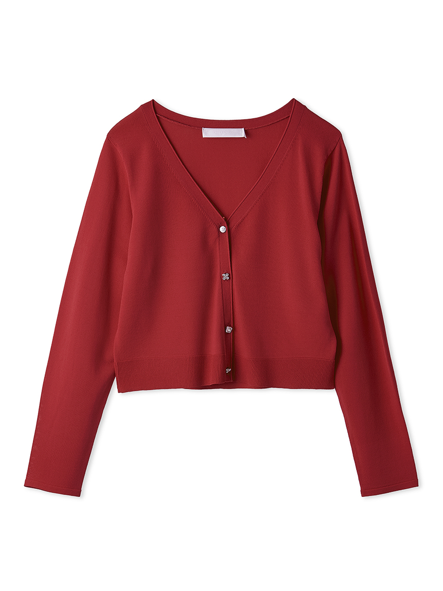 ビジュー釦Vネックカーディガン(カーディガン)｜TOPS（トップス