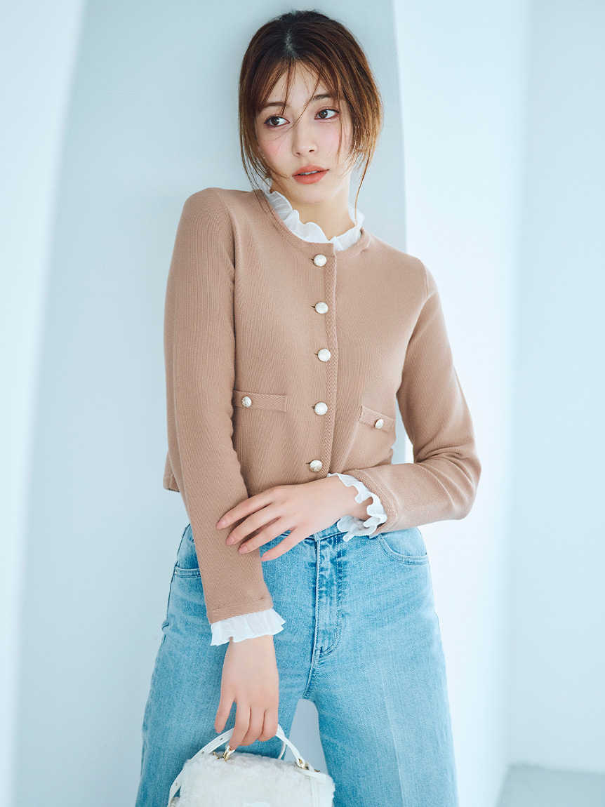 洗える】フリルデタッチャブルカーディガン(ニットプルオーバー)｜TOPS